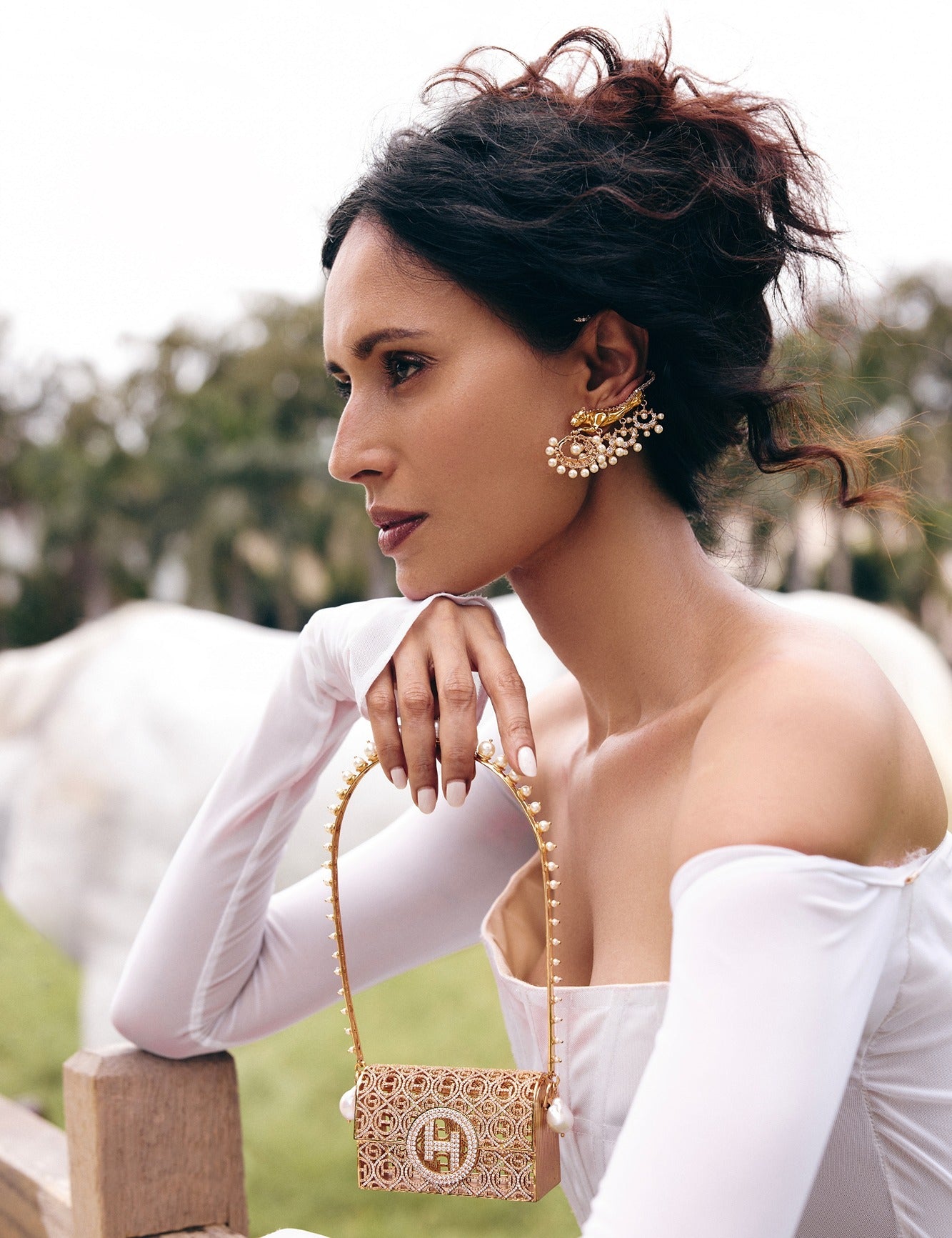 Wild Majestic Pearl Veil Earcuffs