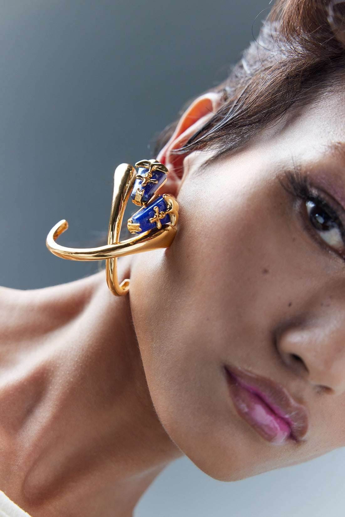 Lapis Lazuli Hoop Earrings For Women
