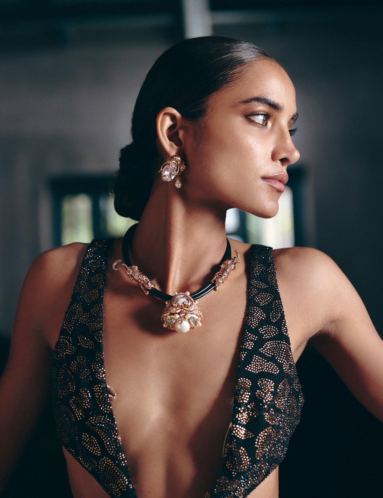 The Arch Leopard Drop Studs