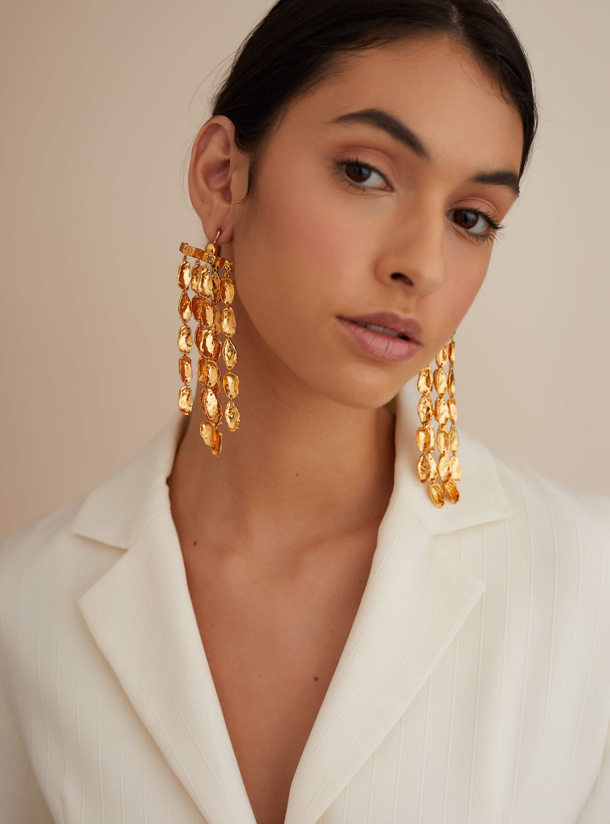 Gold Statement Long Earrings