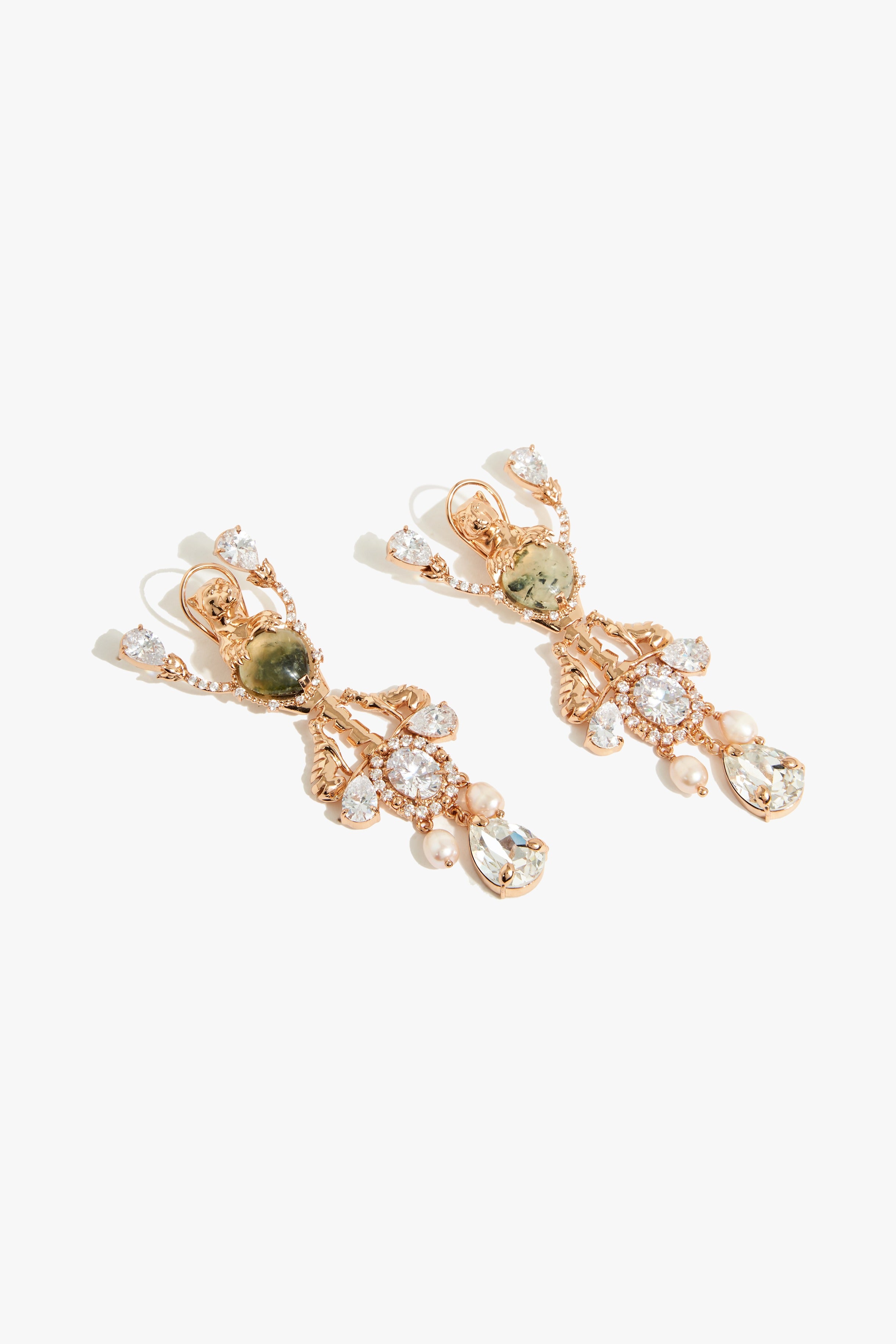 Trinity of Leopards Earrings in Prehnite
