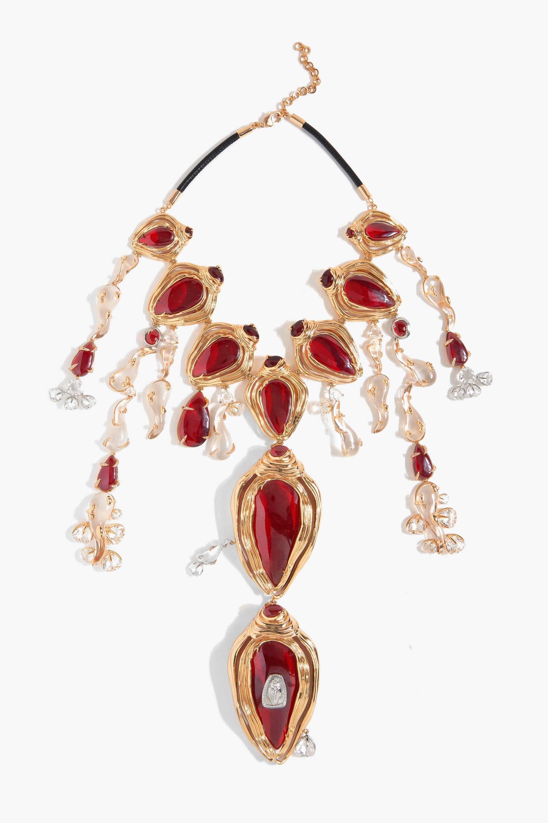 Crimson Halo Lariat Necklace