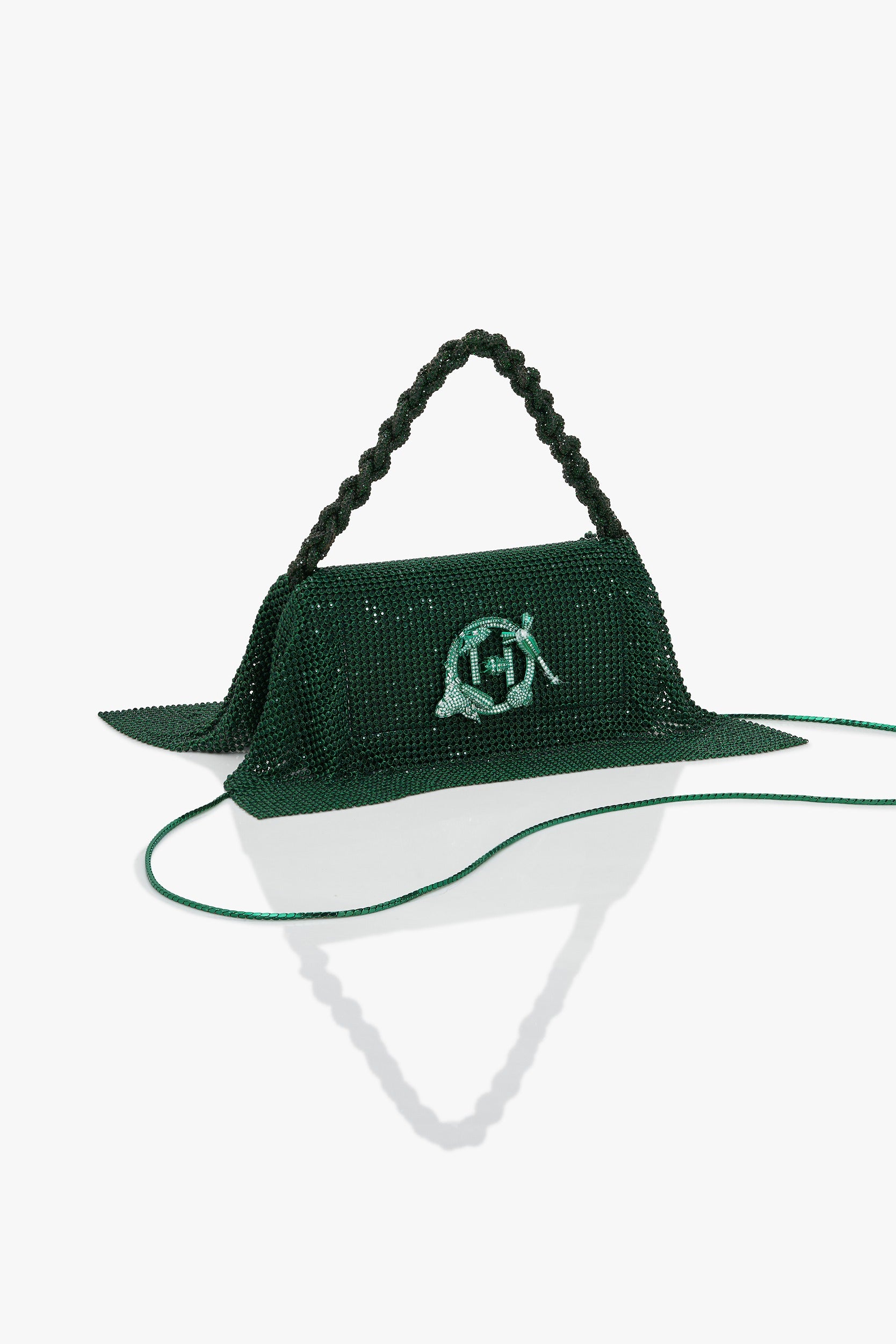 Crystal Furbie Midi Handbag in Kelly Green