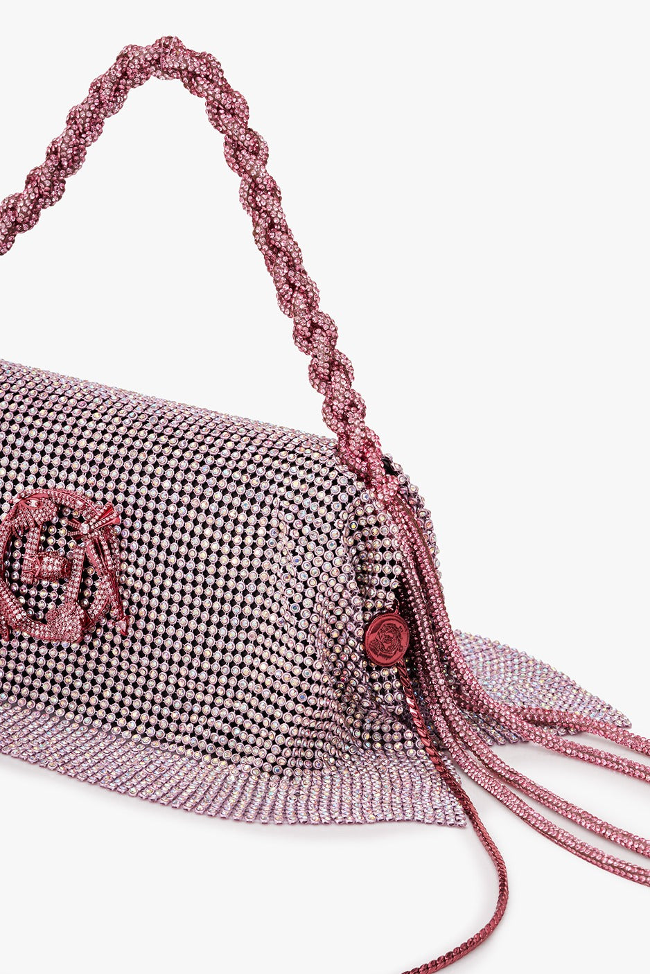 Crystal Furbie Midi Handbag in Posh Pink