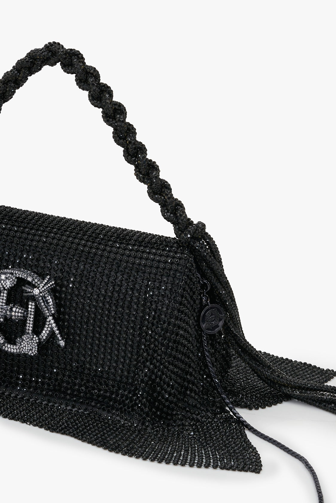 Crystal Furbie Midi Handbag in Siren Black