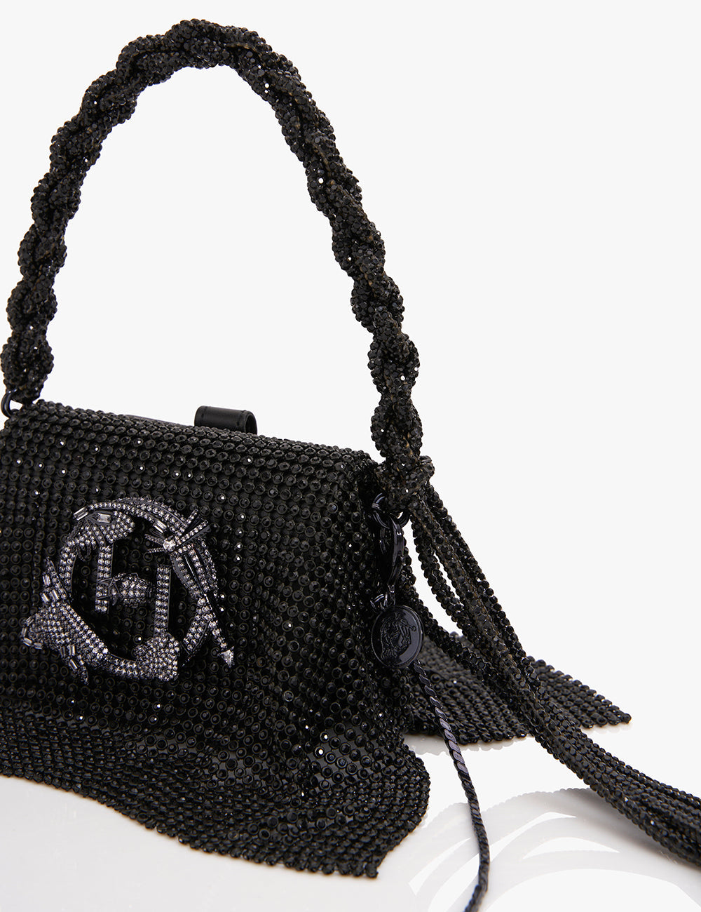 Kusha Kapila Wearing Siren Black Crystal Furbie Handbag