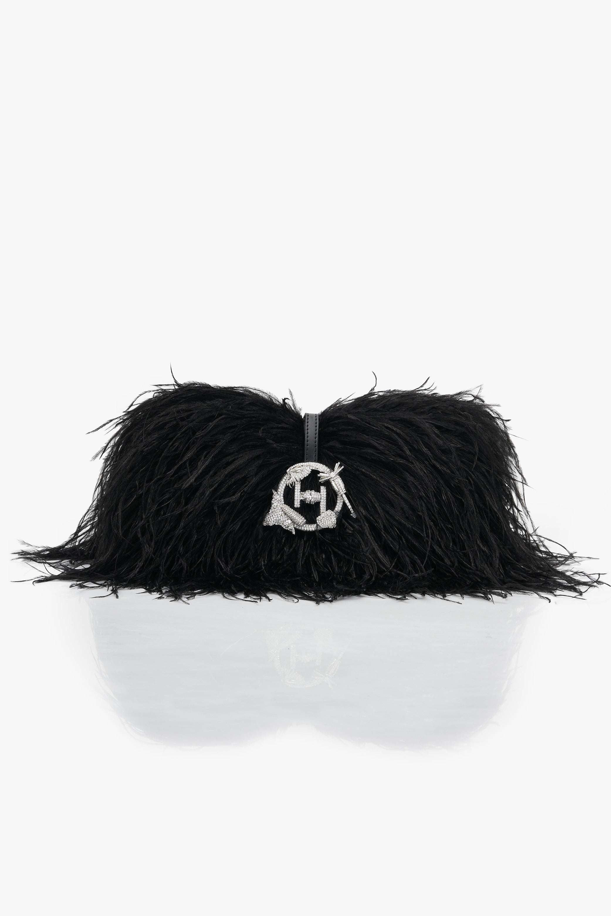 black feather handbag