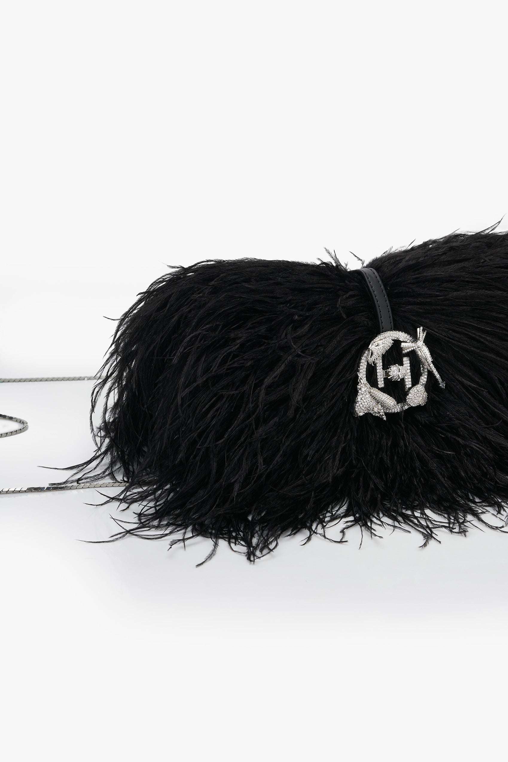 black feather bag