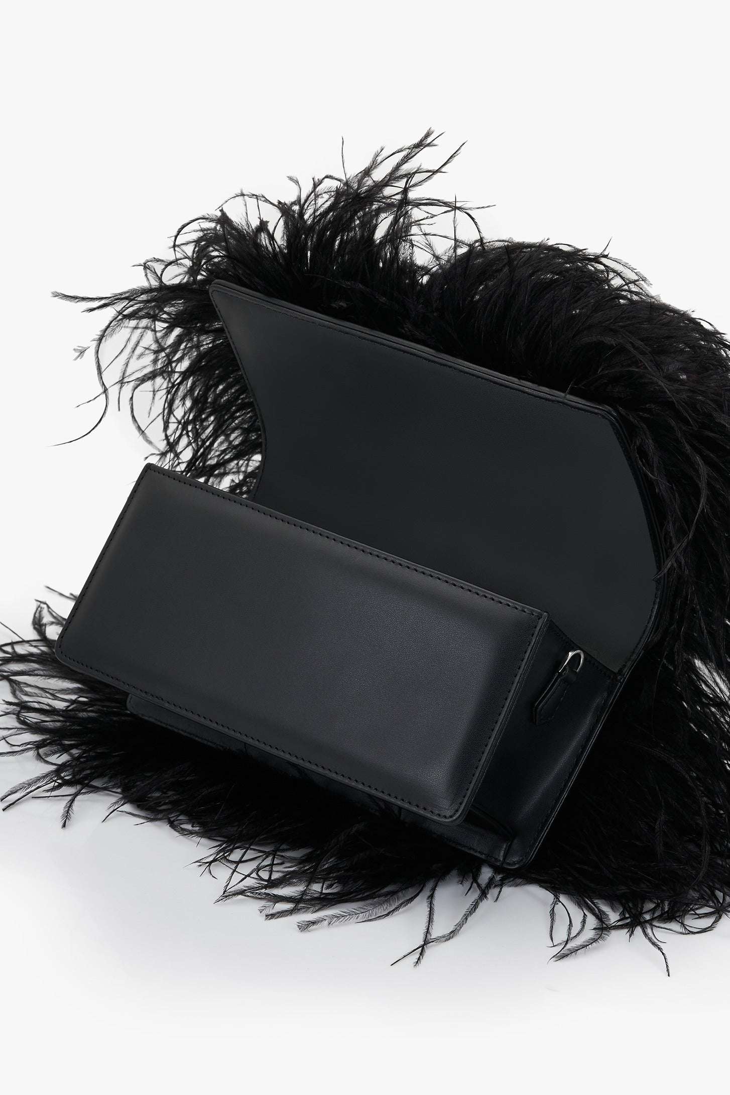 black feather purse