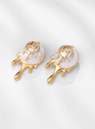 gold plated white pearl earrings