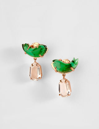 Le Cleo Drop Earrings in Jade Green