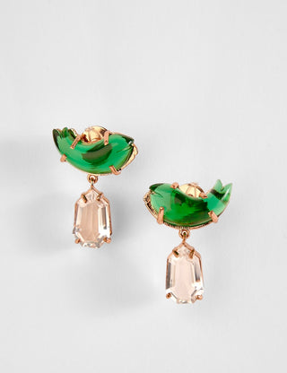 green stone drop earrings