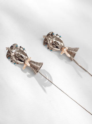 Mirel Silver Shoulder Dusters threader earrings