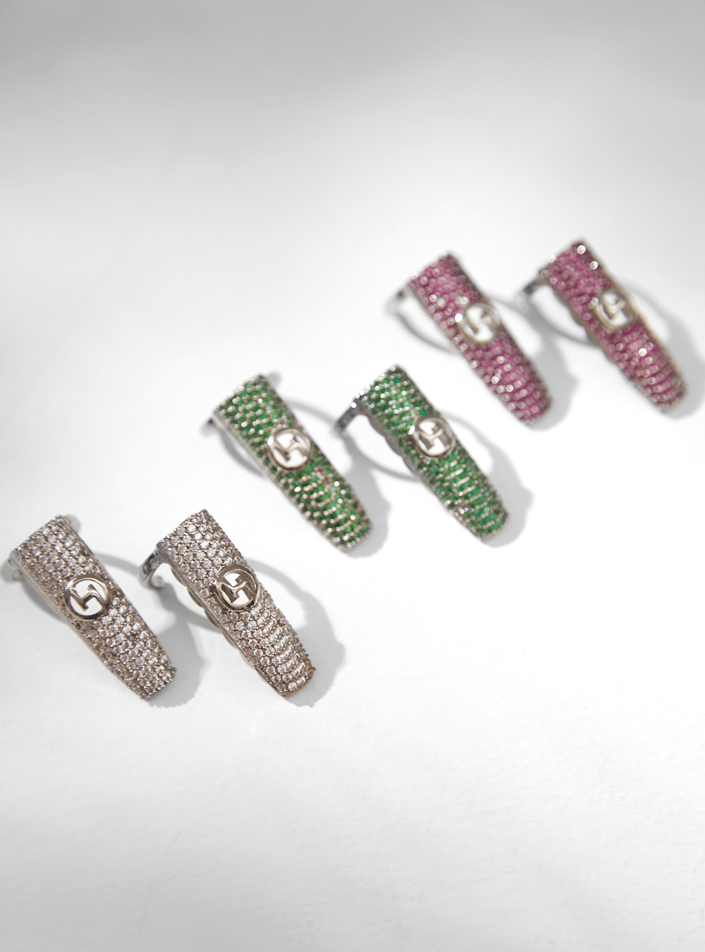 Handmade Jewelled Monogram Fingertip Ring In Fuscia Pink