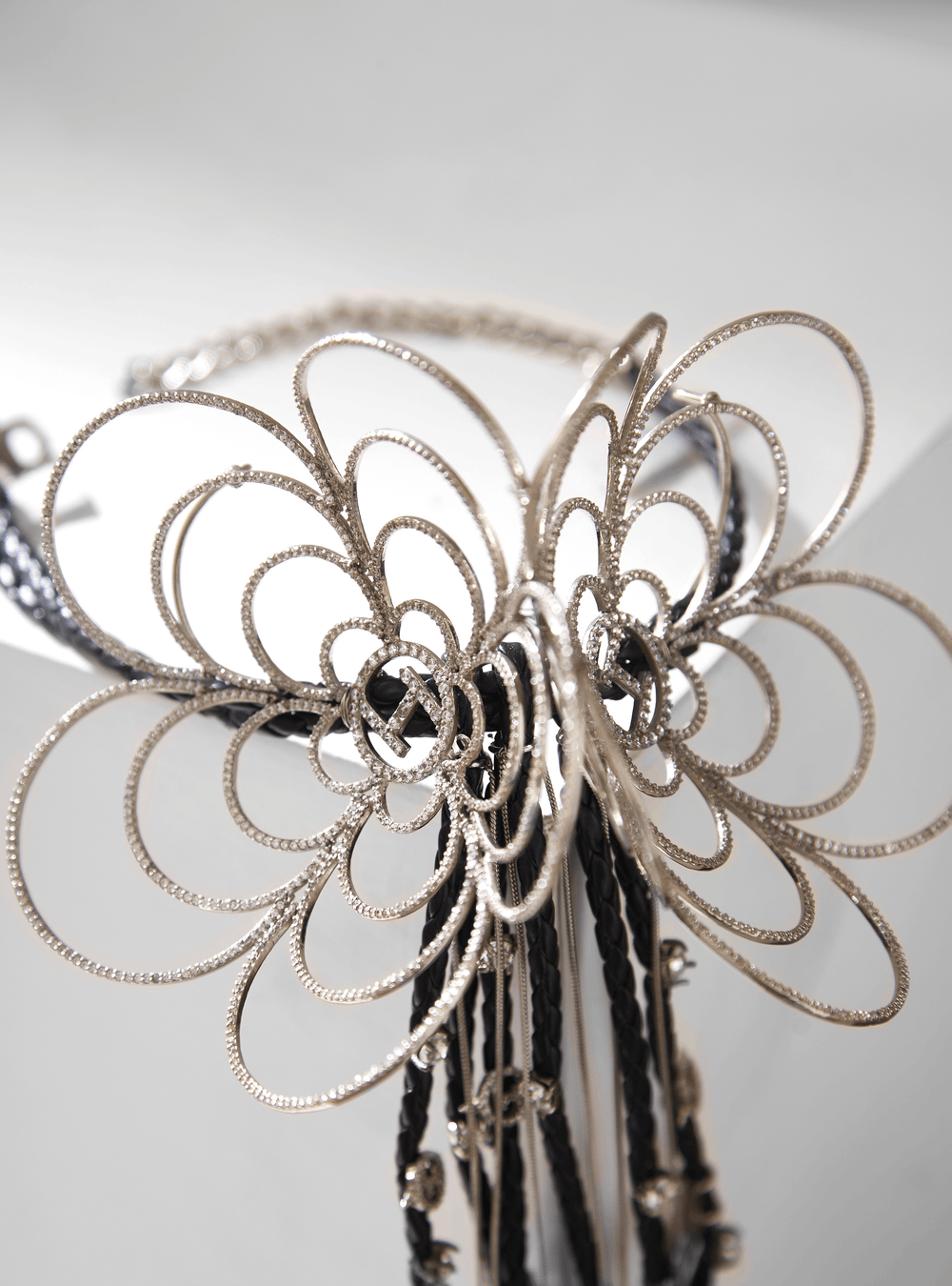 Handcrafted Camellia Swarovski Bolo Tie bow tie