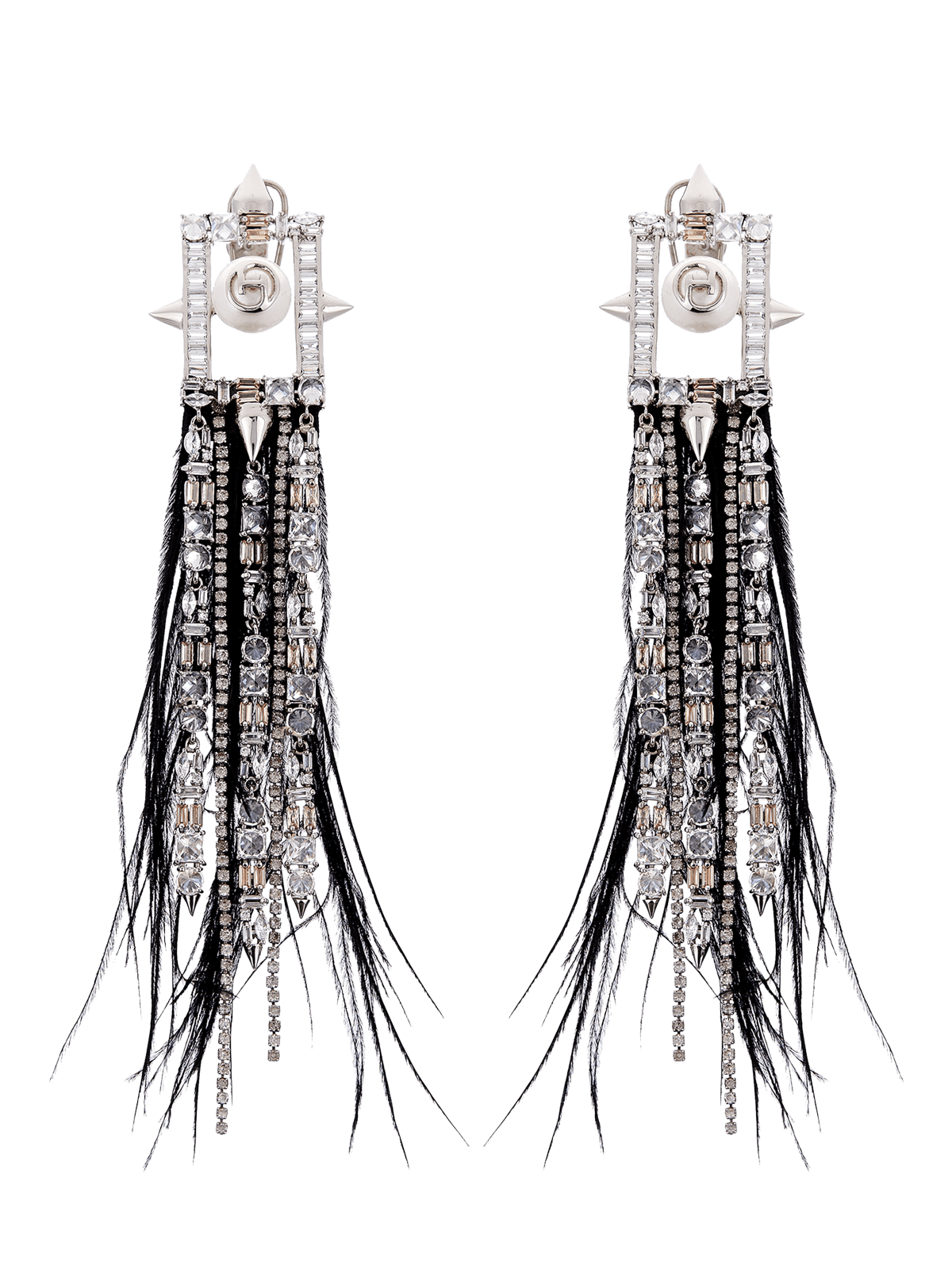 Black Feather Tassel Earrings