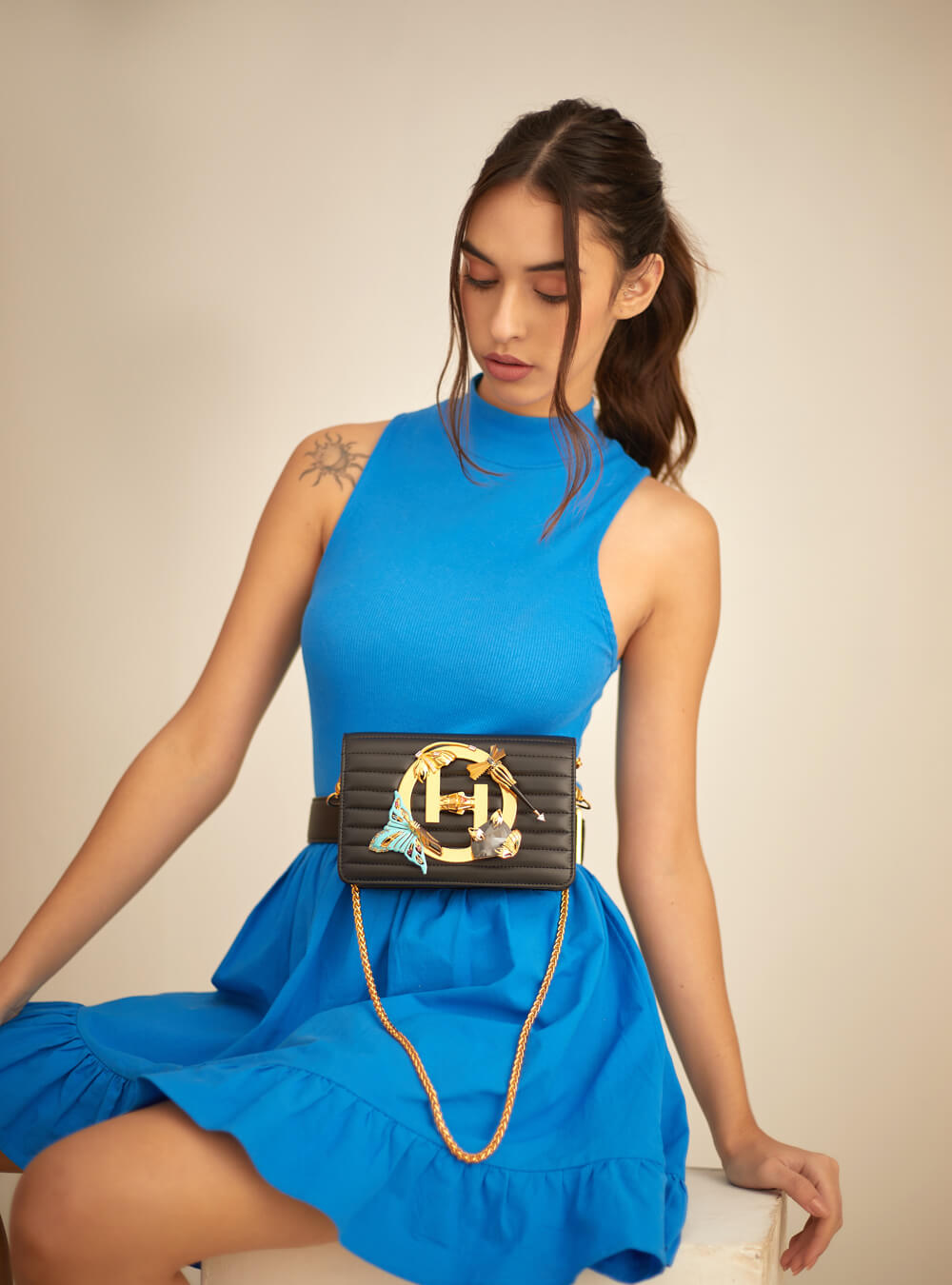 Black Premium Bag With Waist Belt