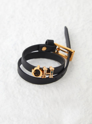 Black colour leather bracelet