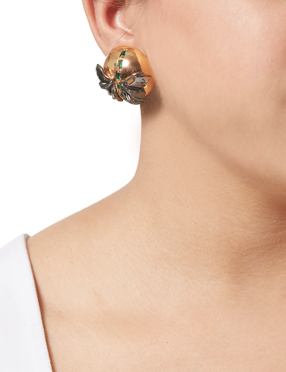 Butterfly Design Gold Enamel Earrings