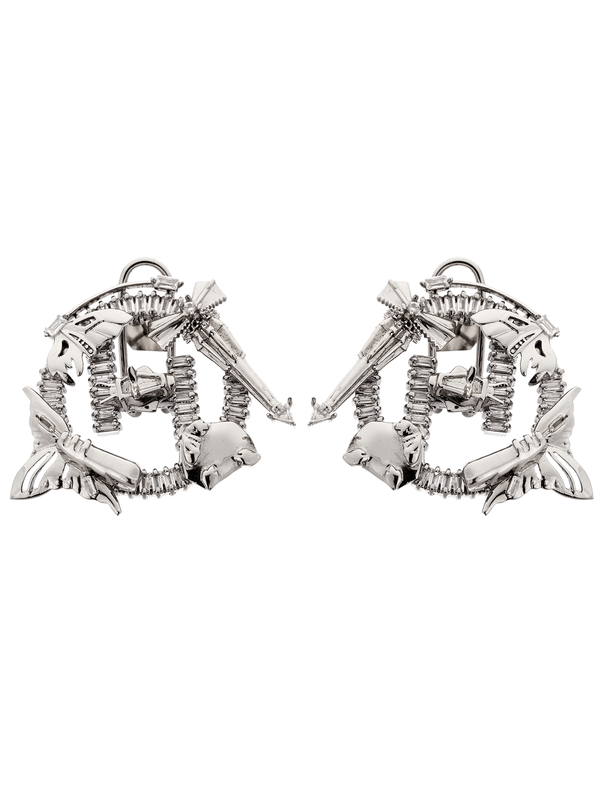 Contemporary silver stud earrings