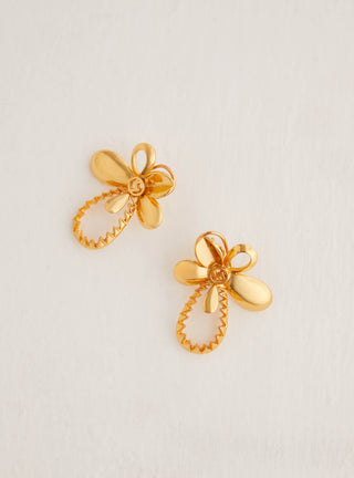 Floral Statement Gold Earrings