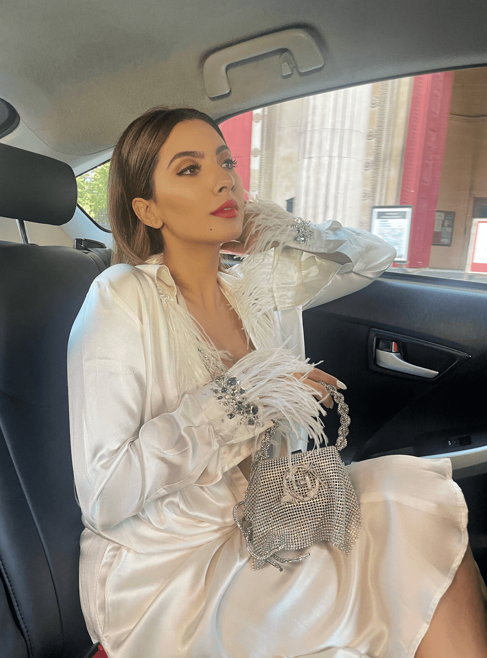 Influencer silver luxury handbag
