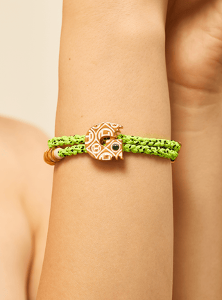 personalised women gold bracelets in cyber lime colour