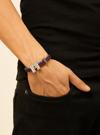 personalised men silver bracelets in marine blue colour