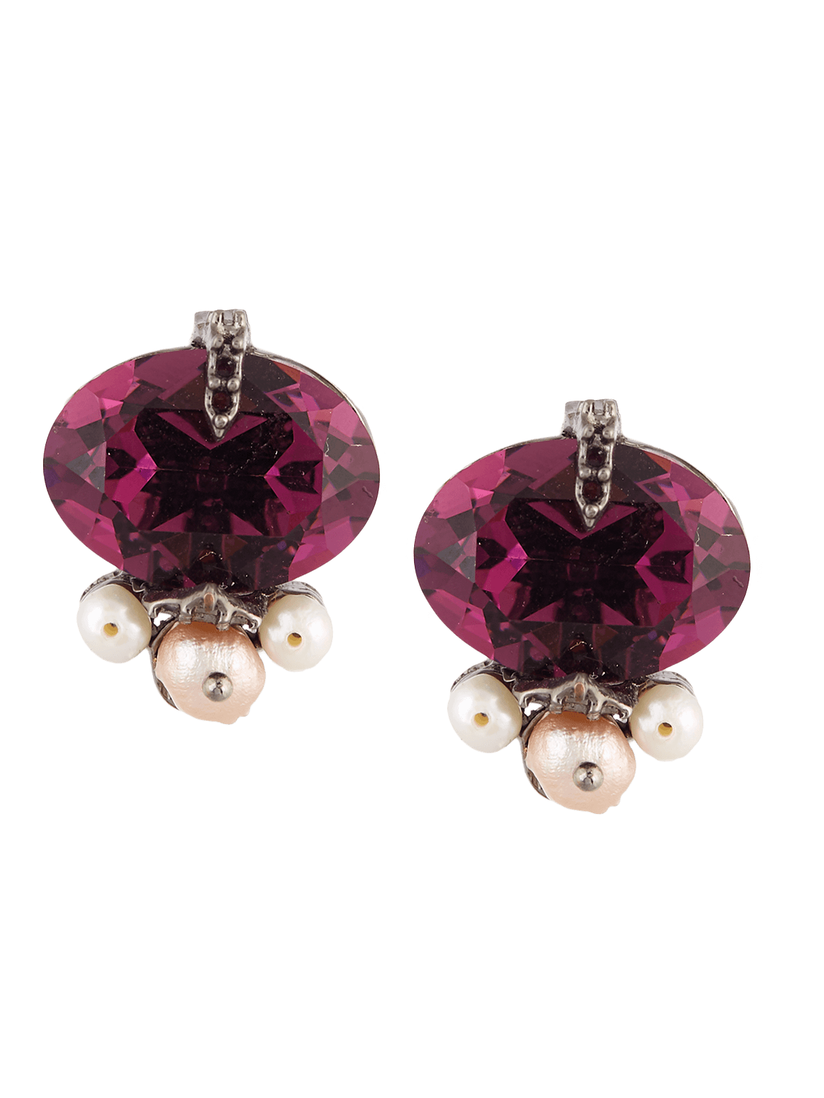 Lilac Shadow Cut Crystal Stud Earrings