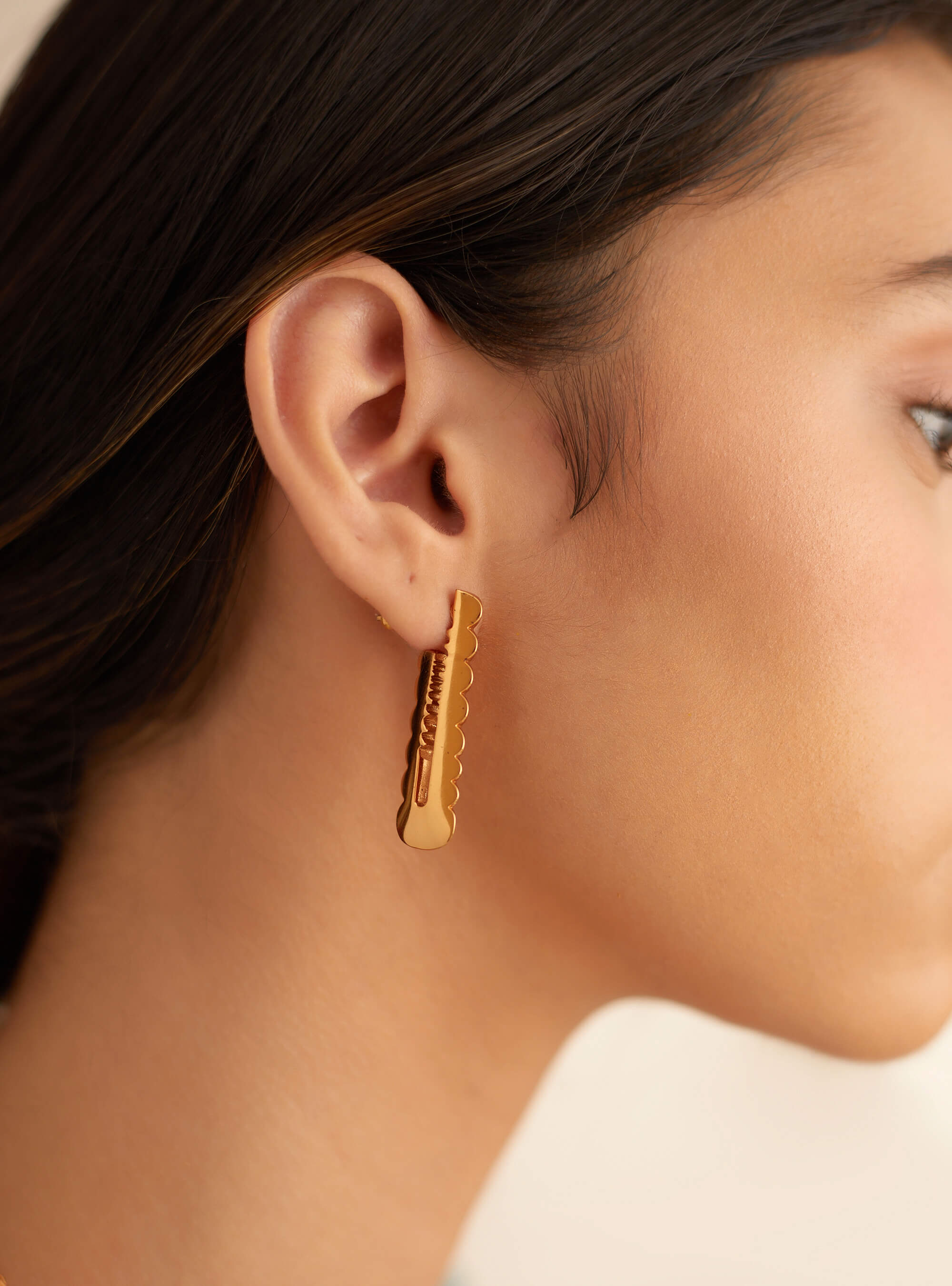Outhouse Blade Epee Earrings in Gold