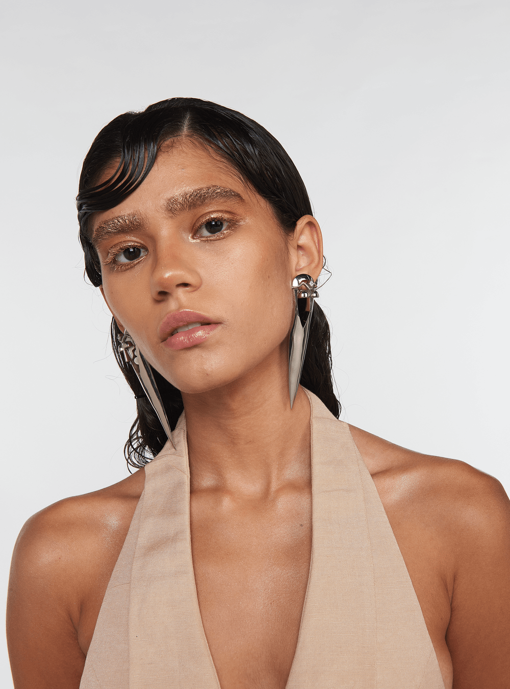Handcrafted Gavi Spicule Earrings In 22K Silver Finish