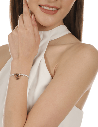 White and gold evil eye bracelet for women