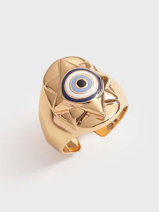 evil eye gold signet ring