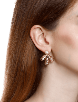floral pearl stud earrings