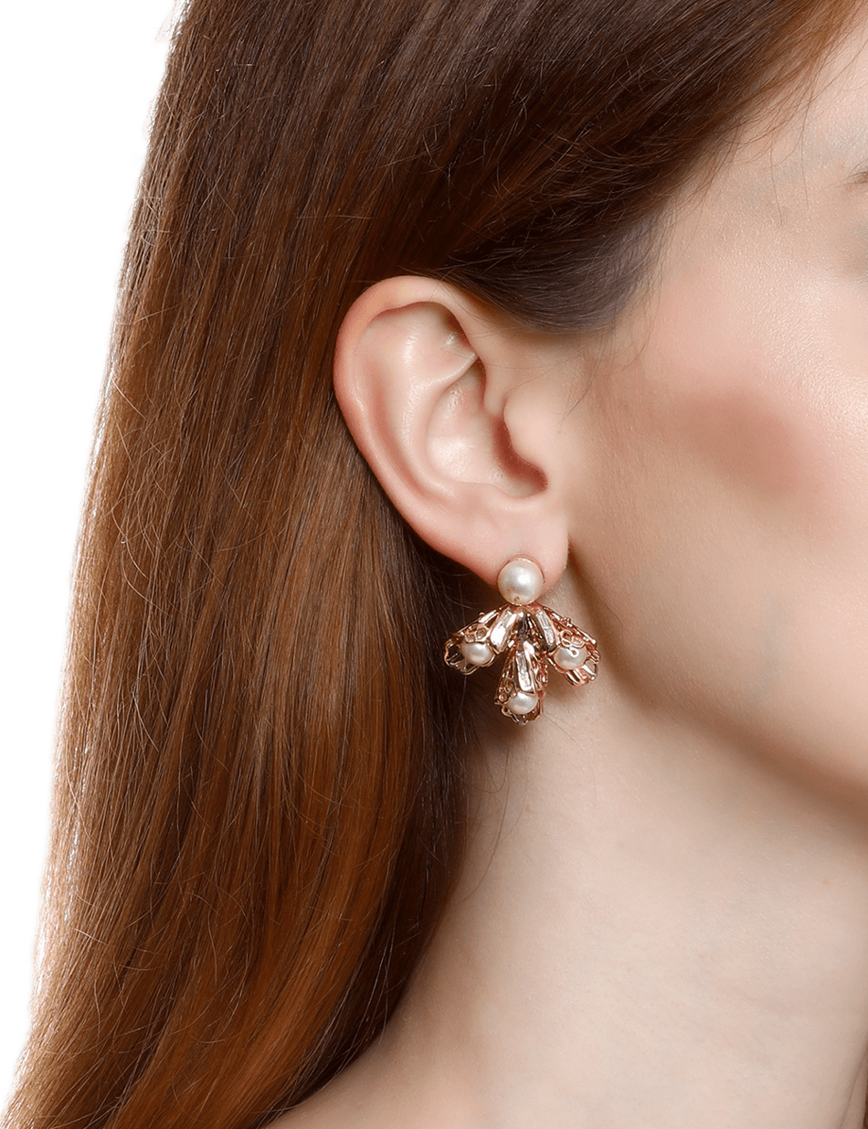 floral pearl stud earrings