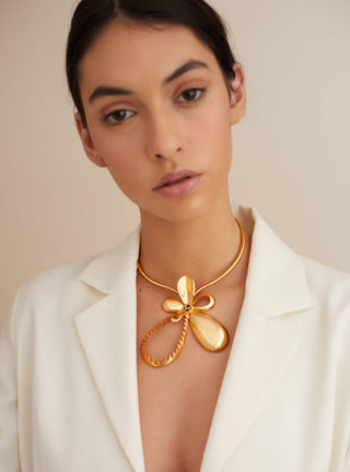 floral statement gold necklace