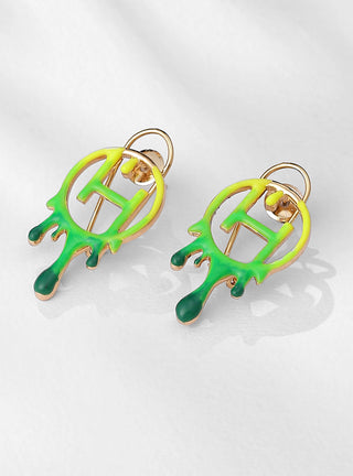 green enamel earrings