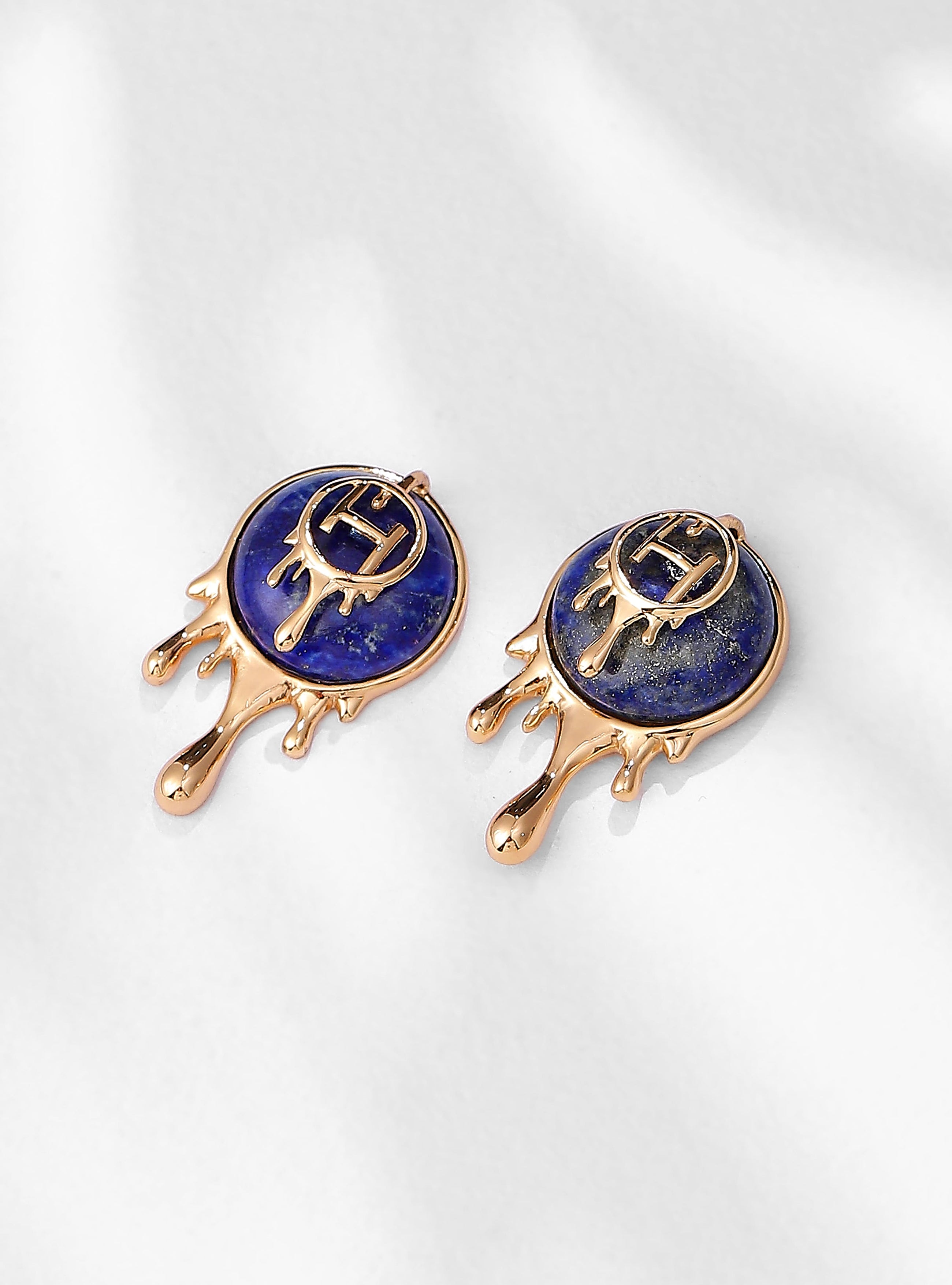 semi precious Lapis stud earrings