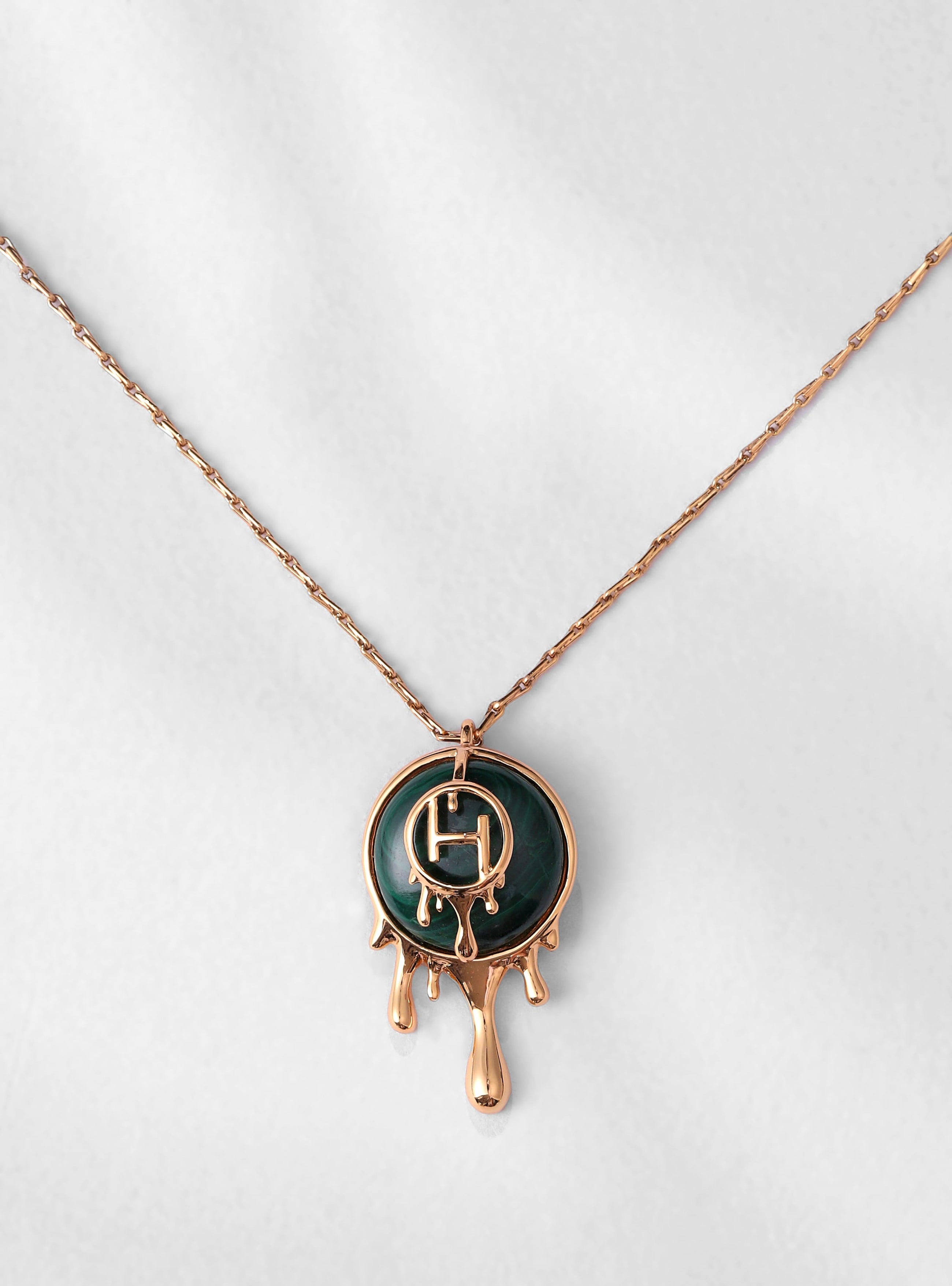 Drip OH Palescent Malachite Pendant Necklace