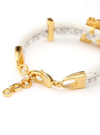 customised unisex gold bracelets in white colour