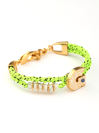 custom unisex gold bracelets in cyber lime colour
