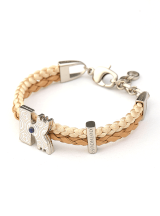 custom unisex silver bracelets in brown colour