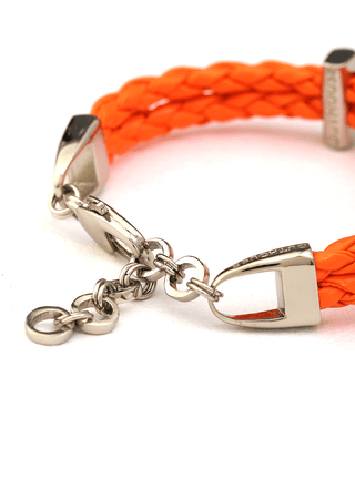 custom unisex silver bracelets in solar orange colour