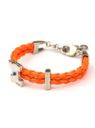 customised unisex silver bracelets in solar orange colour