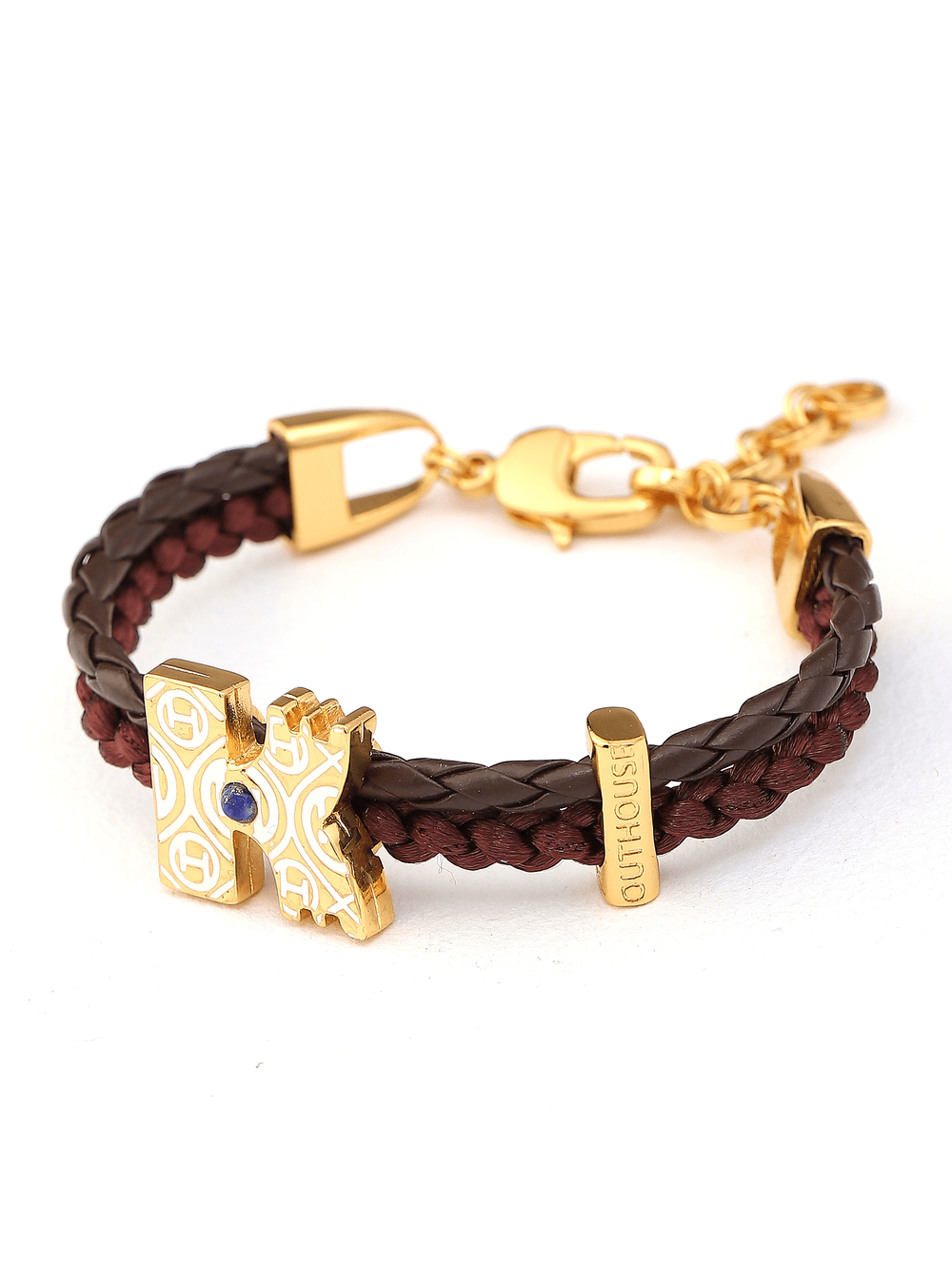 custom unisex gold bracelets in brown colour