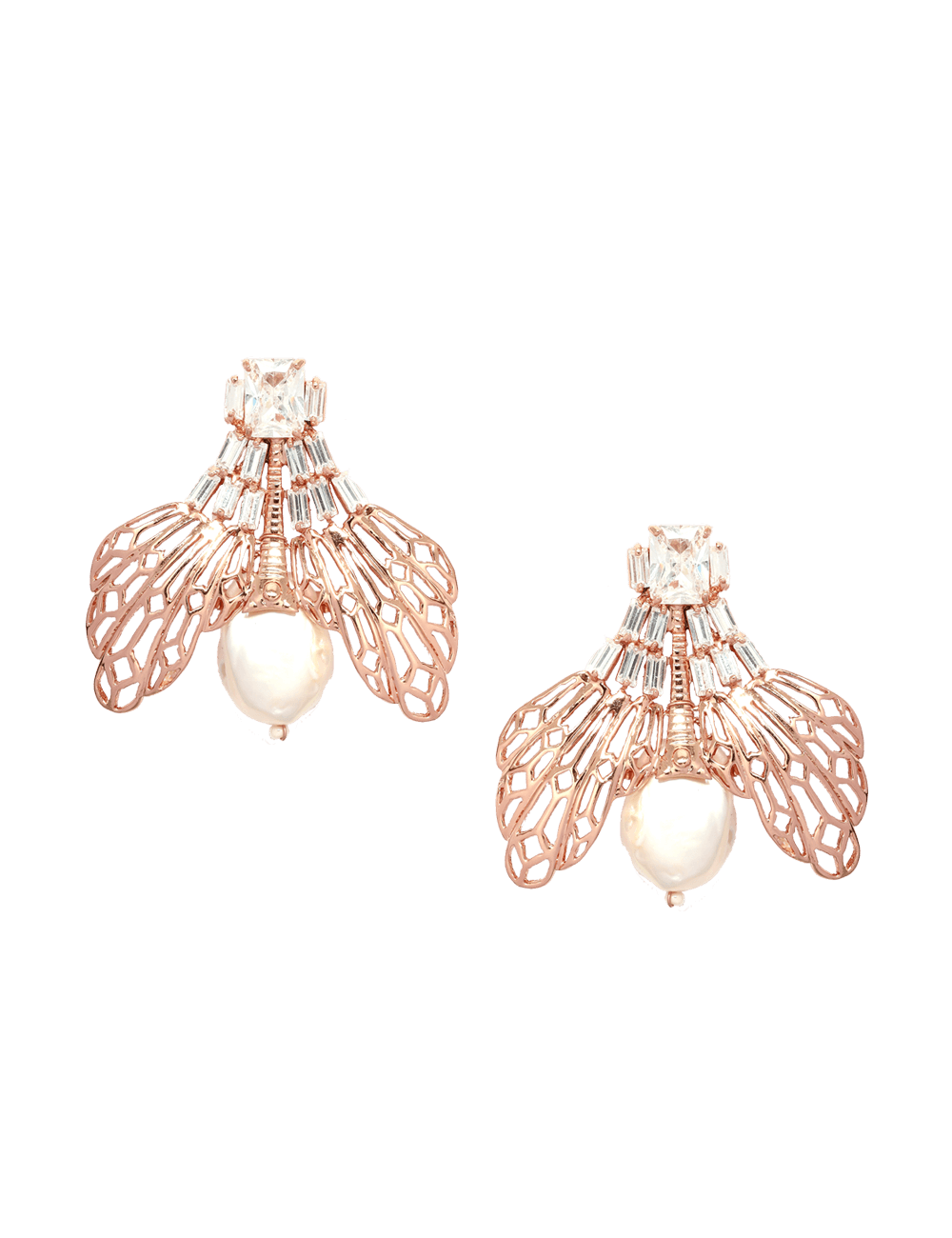 rose gold pearl studs