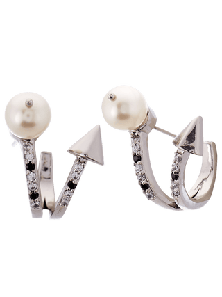 silver plated pearl hoop earrings