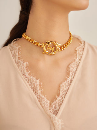 women gold choker necklace