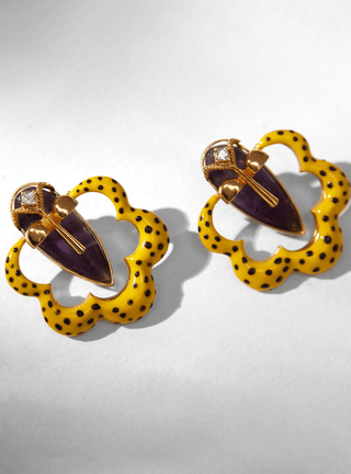 yellow kaybug stud earrings