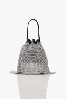 The Crystal Poppi Bucket Bag In Stardust Silver